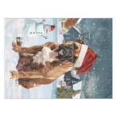 Bull Mastiff Dog Winter Wonderland Kerstvreugde Tafelkleed (Voorkant (Horizontaal))