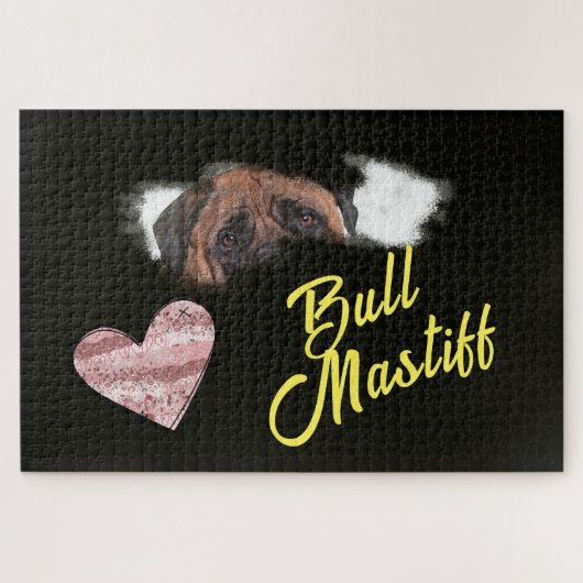 Bull Mastiff Eyes Solid Color 1000-stuk Legpuzzel (Horizontaal)