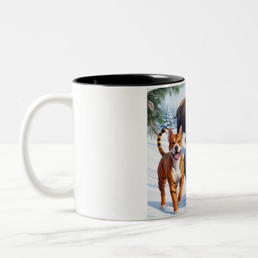 Bull, Mastiff, Hond in de buitenlucht Tweekleurige Koffiemok (Links)