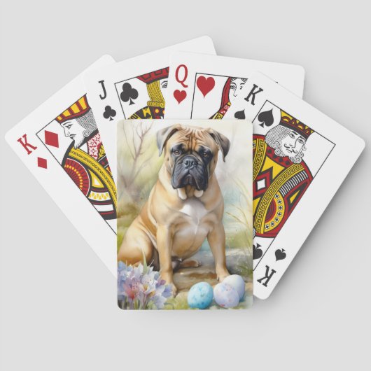 Bull Mastiff Hond met Paaseieren Vakantie Pokerkaarten (Achterkant)