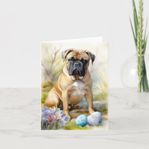 Bull Mastiff-hond met Pasen Eieren Vakantie  Kaart