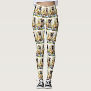 Bull Mastiff-hond met Pasen Eieren Vakantie  Leggings