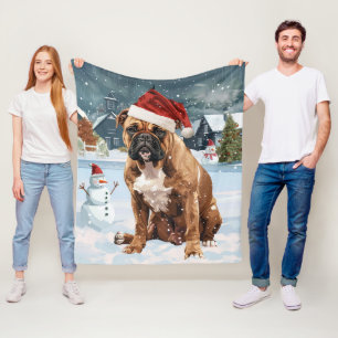Bull Mastiff Hond Winter Wonderland Kerstvreugde Fleece Deken