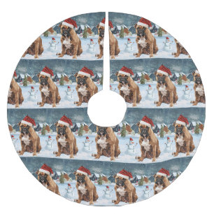 Bull Mastiff Hond Winter Wonderland Kerstvreugde Kerstboom Rok