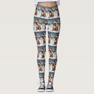 Bull Mastiff Hond Winter Wonderland Kerstvreugde Leggings