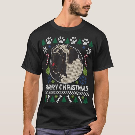 Bull Mastiff Hondenras Ugly kerstSweater T-shirt (Voorkant)