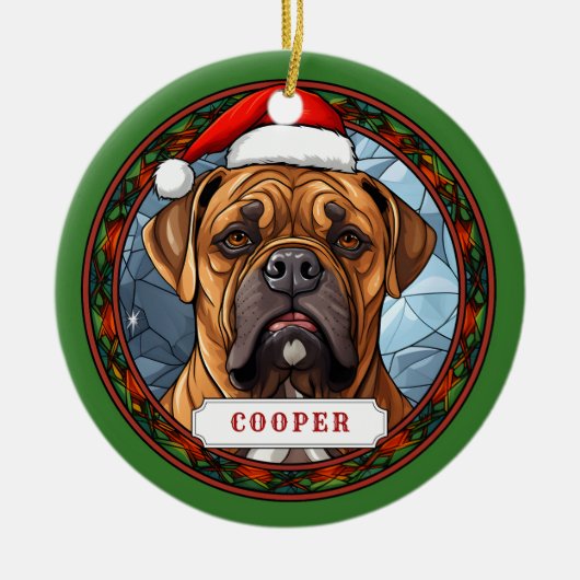 Bull Mastiff Keramische Cirkel Ornament (Voorkant)