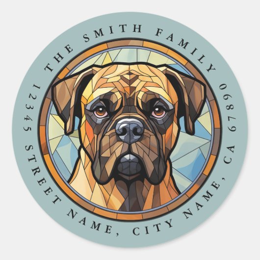 Bull Mastiff Ronde Stickers (Voorkant)