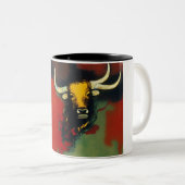 Bull met 3 horens tweekleurige koffiemok (Voorkant rechts)