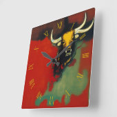 Bull met 3 horens vierkante klok (Hoek)