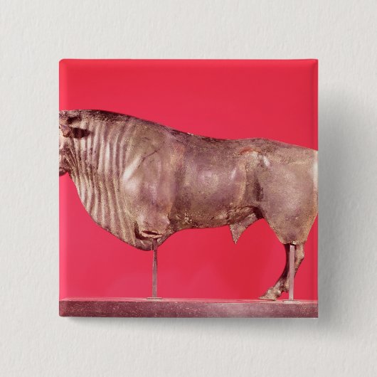 Bull met drie hoorns uit Avrigney Vierkante Button 5,1 Cm (Voorkant)