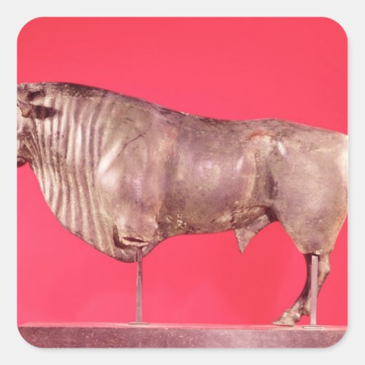 Bull met drie hoorns uit Avrigney Vierkante Sticker (Voorkant)
