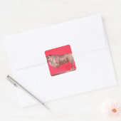 Bull met drie hoorns uit Avrigney Vierkante Sticker (Envelop)