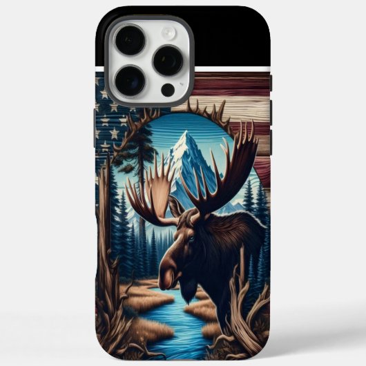 Bull Moose Amerikaans landschap Case-Mate iPhone Case (Achterkant)