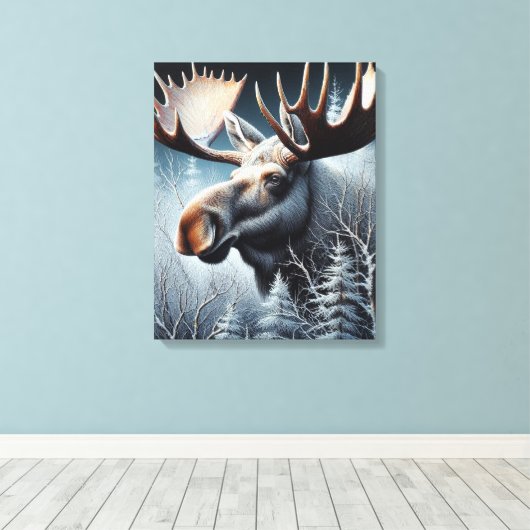 Bull Moose Canvas Afdruk (Insitu (Houten vloer))