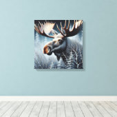 Bull Moose Canvas Afdruk (Insitu (Houten vloer))