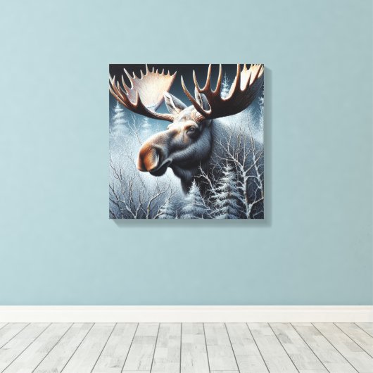 Bull Moose Canvas Afdruk (Insitu (Houten vloer))