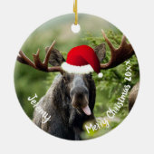 Bull Moose in Santa Hat Ceramic Ornament (Achterkant)