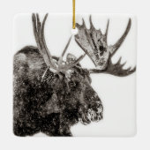 Bull Moose in Snow Grand Teton Keramisch Ornament (Achterkant)