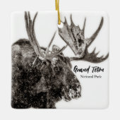 Bull Moose in Snow Grand Teton Keramisch Ornament (Voorkant)
