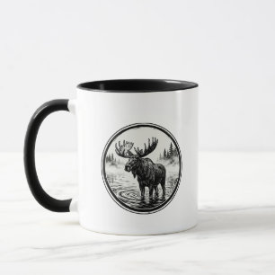 Bull Moose Lake Houtsnede Zwarte Accent Mok
