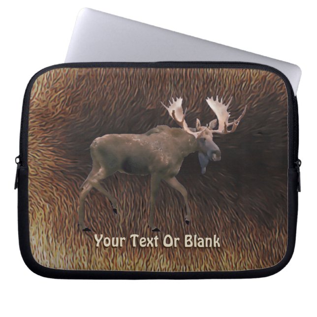 Bull Moose On Cariou Fur Laptop Sleeve (Voorkant)