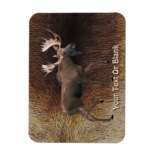 Bull Moose On Cariou Fur Magneet (Verticaal)