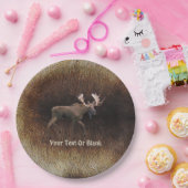 Bull Moose On Cariou Fur Papieren Bordje (Feest)