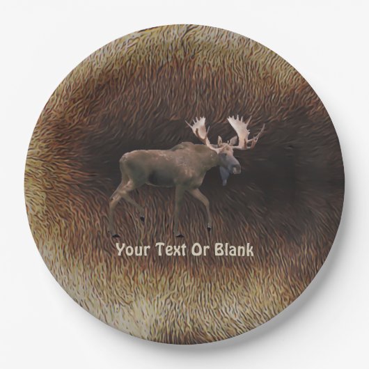 Bull Moose On Cariou Fur Papieren Bordje (Voorkant)