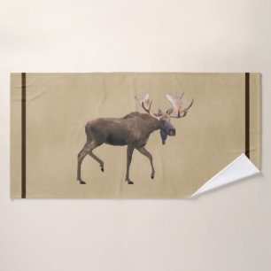 Bull Moose op oud papier Badhanddoek