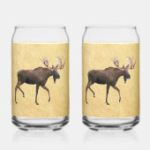 Bull Moose op oud papier Blikvorm Glas (Voorkant)
