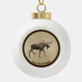 Bull Moose op oud papier Keramische Bal Ornament (Voorkant)