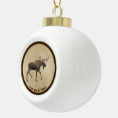 Bull Moose op oud papier Keramische Bal Ornament (Rechts)