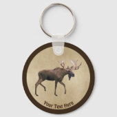 Bull Moose op oud papier Sleutelhanger (Voorkant)