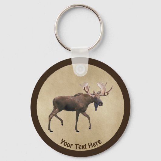 Bull Moose op oud papier Sleutelhanger (Voorkant)