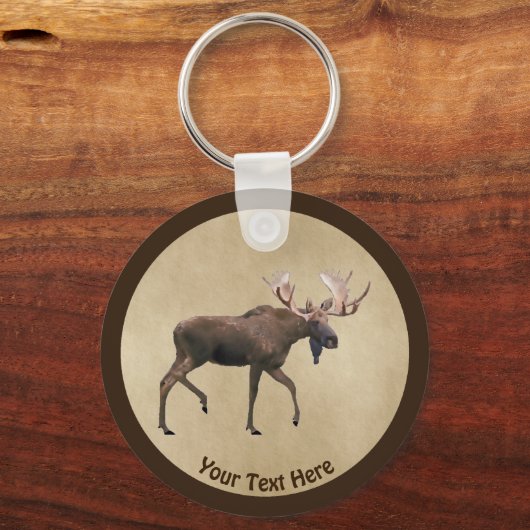Bull Moose op oud papier Sleutelhanger (Voorkant)
