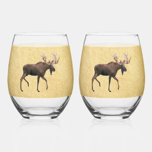 Bull Moose op oud papier Wijnglas Zonder Voet