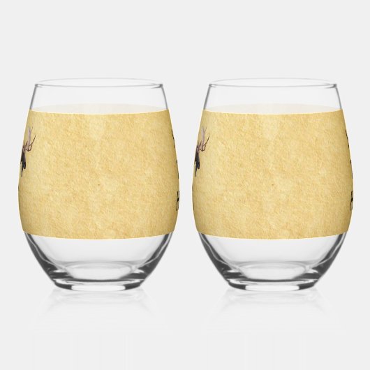 Bull Moose op oud papier Wijnglas Zonder Voet (Links)