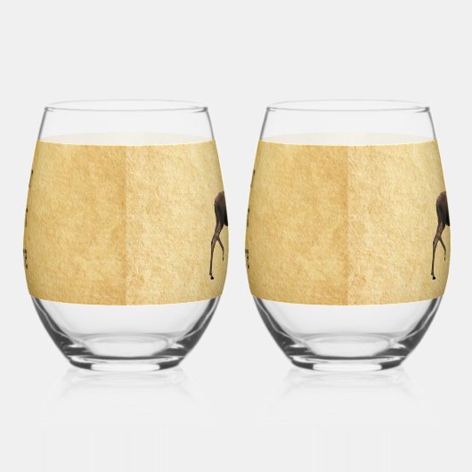 Bull Moose op oud papier Wijnglas Zonder Voet (Rechts)