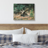 Bull Moose Rests in Vegitation Wrapped Canvas Prin (Insitu (Slaapkamer))