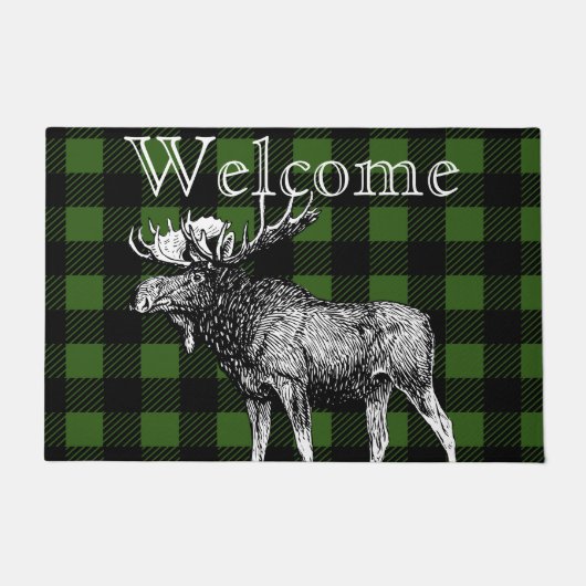 Bull Moose Rood en Zwart Buffel Check Plaked Deurmat (Voorkant)