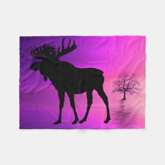 Bull Moose Silhouette Fleece Deken (Voorkant (Horizontaal))