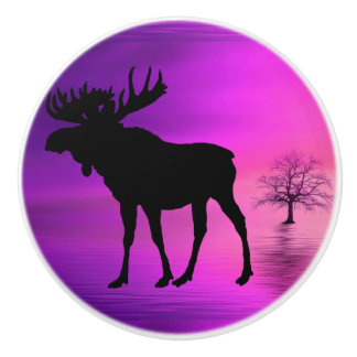 Bull Moose Silhouette Keramische Knop
