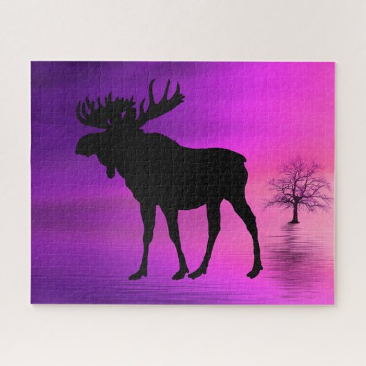 Bull Moose Silhouette Legpuzzel (Horizontaal)