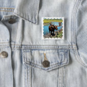 Bull Moose Square Pin Vierkante Button 5,1 Cm (In situ)