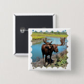 Bull Moose Square Pin Vierkante Button 5,1 Cm (Voorkant /achterkant)