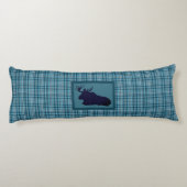 Bull Moose Standing Laying Blue Tartan Pset Lichaamskussen (Achterkant)