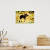 Bull Moose Standing Waterverf Painting Wildlife Poster (Keuken)