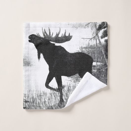 Bull Moose Wildlife Animal Art Bath Towel Set Bad Handdoek (Wasdoekje)