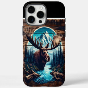 Bull Moose Wood Art iPhone 16 Pro Max Hoesje